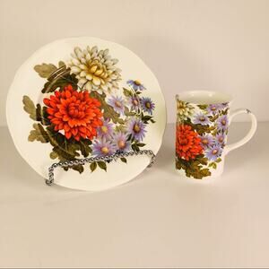 Mum Flower Plate &Cup Set St George’s Bone…